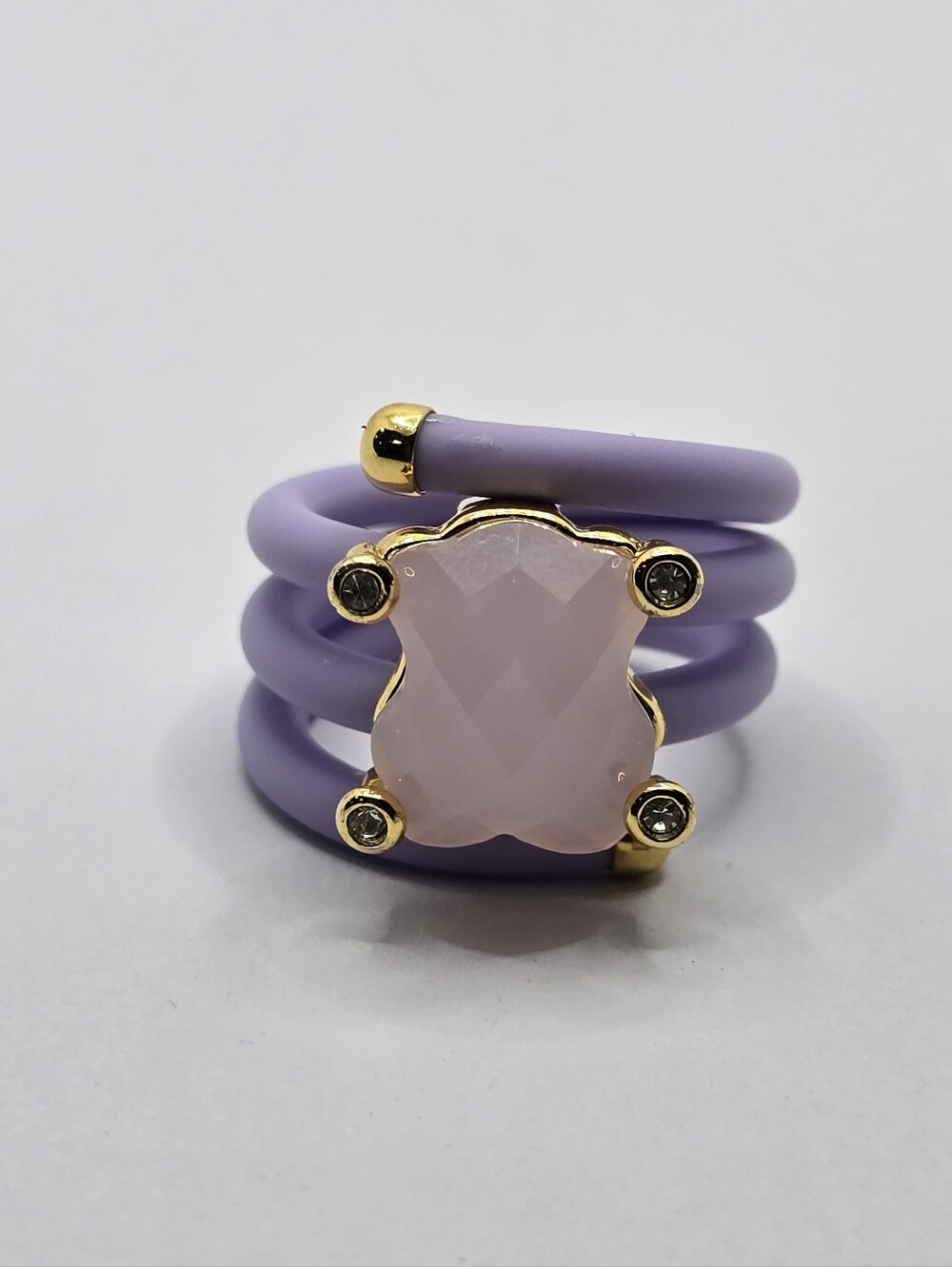 Tous Rubber Ring with Faceted Quartz Stone Size 6